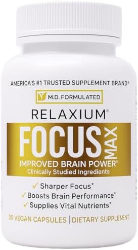 Relaxium Focusmax Brain & Focus Health Supplement Mental Clarity Support Proven Concentration Focus Memory & Nootropics Booster Usamanufactured 30 Vegan Capsules