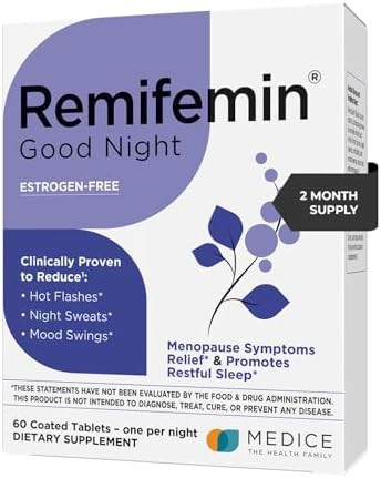 Remifemin Good Night Menopause Symptoms Relief & Restful Sleep Support Clinically Proven Ingredients Menopause Supplements Black Cohosh Estrogen Made In Germany 60 Tablets