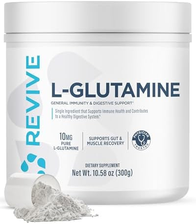 Revive Md Gut Lglutamine Powder “ Muscle Recovery & Immune Support Supplement For Adults “ Promotes Digestive Health Reduces Muscle Soreness & Supports Immunity “ Vegan (30 Servings)