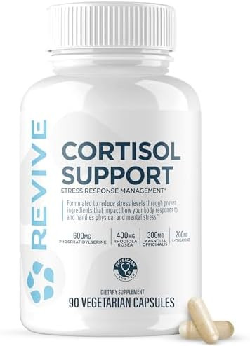 Revive Md Cortisol Manager 90 Vegetarian Capsules Cortisol Supplement W/Magnesium & Ltheanine Support Health Focus Energy Fatigue & Adrenal Gland Function Vegan & Gluten (30 Servings)