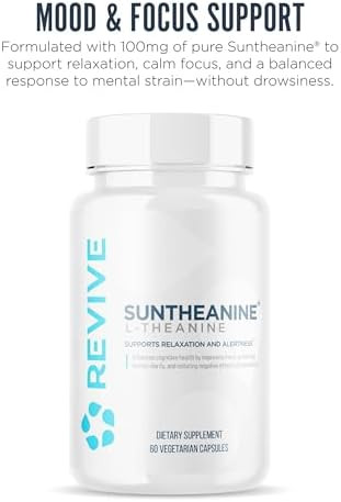 Revive Md Suntheanine Ltheanine Supplement For Men And Women Supports Fatigue & Brain Function For Calm Mood Mental Clarity Focus & Relaxation Vegan & Gluten (60 Capsules 60 Servings)