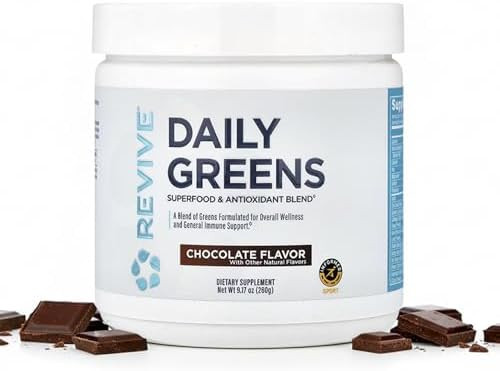Revive Md Daily Green Powder Superfood (Chocolate) Supergreens Powder To Support Energy Levels Green Juice That Improves Fiber Intake Vegetable Supports Digestion And Gut Health (30 Servings)