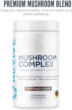 Revive Md Mushroom Powder Chocolate Mushroom Supplement Supports Focus Cognitive Immune & Brain Health With A Blend Of Lion'S Mane Reishi Chaga Shiitake & Maitake Gluten (30 Servings)