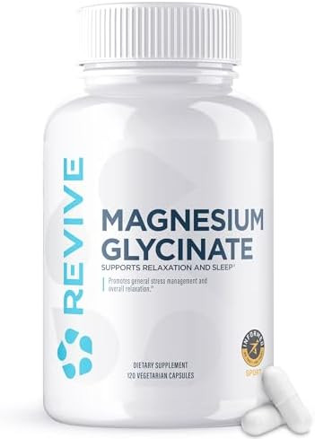 Revive Md Pure Magnesium Glycinate 200Mg “ High Absorption Supplement For Relaxation Stress Relief Sleep & Memory Support “ Promotes Strong Bones Healthy Nerve & Muscle Function (60 Servings)