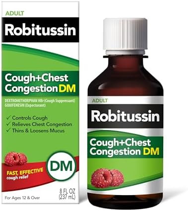 Robitussin Cough And Chest Congestion Dm Cough Suppressant And Expectorant Raspberry Flavor 8 Fl Oz Bottle