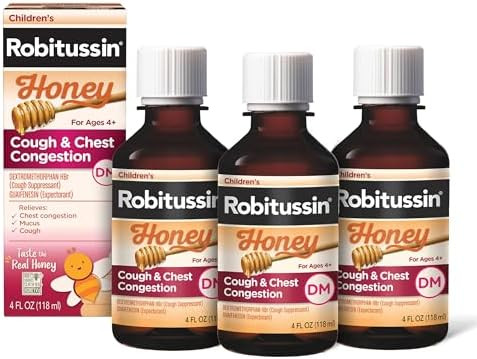 Robitussin Children'S Robitussin Honey Cough And Chest Congestion Dm Children'S Cough Medicine Made With Real Honey For Flavor 4 Fl Oz X 3