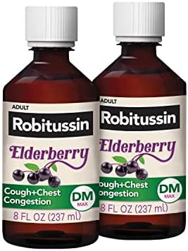 Robitussin Maximum Strength Elderberry Cough Plus Chest Congestion Dm Cough Suppressant For Adults Providing Non Drowsy Liquid Cough And Chest Congestion Relief 2X8 Fl Oz