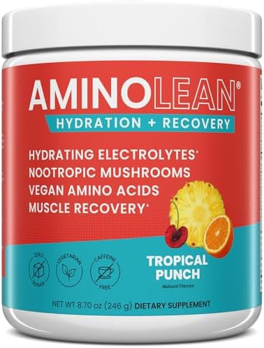 Rsp Nutrition Aminolean Hydrating Electrolyte Powder And Recovery Drink With Sea Minerals Nootropic Mushrooms And Vegan Amino Acids Bcaas + Eaas For Post Workout Muscle Building Orange Splash