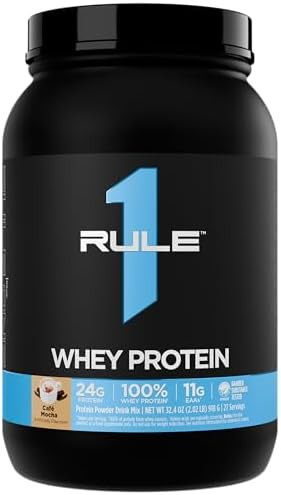 Rule 1 Proteins Whey Protein “ 24G Fastacting Protein From Allwhey Sources With Naturally Occurring Eaas & Bcaas For Workout Recovery Or Anytime Use (2 Pounds Vanilla Ice Cream)