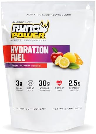 Ryno Power Hydration Fuel Electrolyte Drink Mix 2Lb (20 Servings) 'Lemon Lime' Advanced Electrolyte Formula + Bcaa'S Gluten Sustained Energy And Muscle Recovery