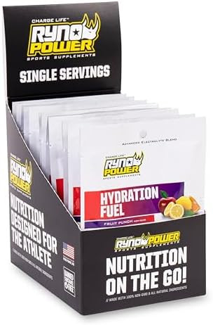 Ryno Power Hydration Fuel Electrolyte Drink Mix Single Caddy (12 Servings) 'Fruit Punch' Advanced Electrolyte Formula + Bcaa'S Gluten Sustained Energy And Muscle Recovery