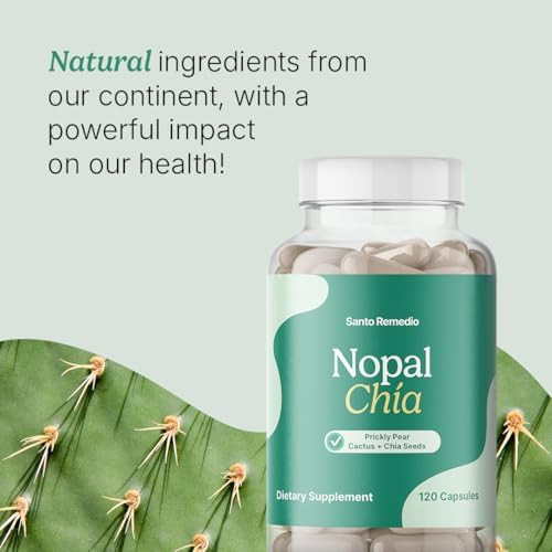 Santo Remedio Nopal Chia Prickly Pear Cactus And Chia Powder Dietary Supplement Clinically Proven Ingredients Gluten Nongmo No Added Sugar 120 Capsules 60 Servings Per Container
