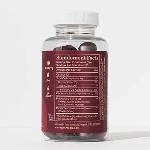 Santo Remedio Entalla Skinny Yummy Gummy Nutritional Supplement Gummy Fiber For Digestive Gut Support 60 Fiber & Prebiotic Gummies Strawberry Flavor 30 Servings