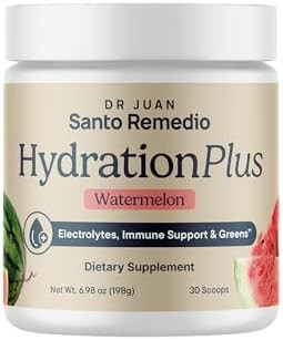 Santo Remedio Hydration Plus “ Electrolytes Powder Drink Mix With Fiber & Greens Instant Hydration Immune Support With Zinc Lowcalorie No Added Sugar (Watermelon)