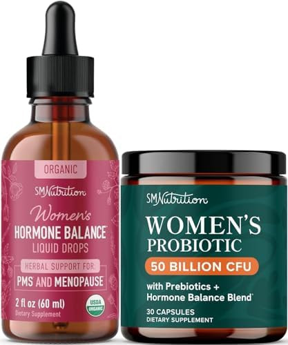 Smnutrition Women'S Probiotic Capsules & Herbal Hormone Balance Tincture Hormone Balancing Bundle With 50B Cfu Pre And Probiotic For Women (30 Servings) And Liquid Supplement (60 Servings)