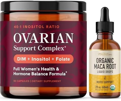 Smnutrition Maca Root Tincture & Inositol Multivitamin Hormone Balance Bundle With Liquid Maca Root For Women (120 Servings) And Ovarian Support Complex (30 Servings)