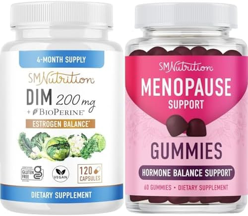 Smnutrition Menopause Support Gummies Plus 200Mg Dim Supplement For Enhanced Estrogen Balance For Women Vegetarian Gluten Hormone Balance Gummies (30 Servings) & Diindolylmethane Capsules (120 Servings)
