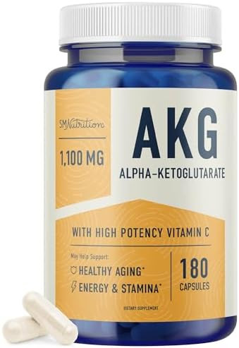 Smnutrition Akg Supplement 1100Mg Per Serving Arginine Alpha Ketoglutarate With Calcium + Vitamin C Aakg Supplement For Healthy Aging Longevity Energy And Focus 180 Aakg Capsules Vegan Nongmo