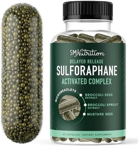 Smnutrition 50Mg Sulforaphane Supplement From Broccoli Sprouts Nrf2 Activation Cellular Health & Immune Support Glucoraphanin Myrosinase & Antioxidants Thirdparty Tested 60 Broccoli Seed Microbeadlets