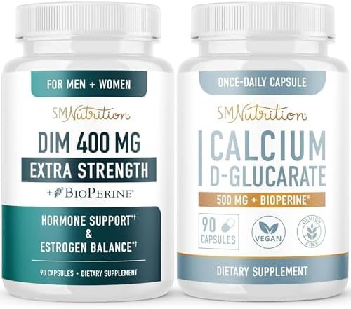 Smnutrition Calcium Dglucarate & 400Mg Dim Supplement For Enhanced Estrogen Hormone Balance Vegan Gluten Cdg Supplement (90 Servings) With Extra Strength Dim (90 Servings)