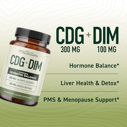 Smnutrition Calcium Dglucarate With Dim Supplement For Estrogen Detox & Hormone Balance For Women & Men Detox & Cleanse Hormonal Acne Menopause & Cdg For Liver Support Nongmo Thirdparty Tested 30Ct