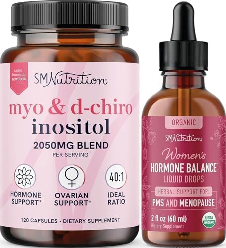 Smnutrition Herbal Hormone Balance Tincture & Myoinositol & Dchiro Inositol Hormone Balancing Bundle With 40:1 (30 Servings) And Liquid Cycle Support For Women (60 Servings)