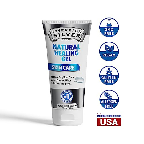 Sovereign Silver Natural Healing Gel Skin Care Argentum Metallicum Topical Gel Ointment For Razor Burn Sunburn And Redness Support Dermatologist Tested 2 Fl Oz (59 Ml)