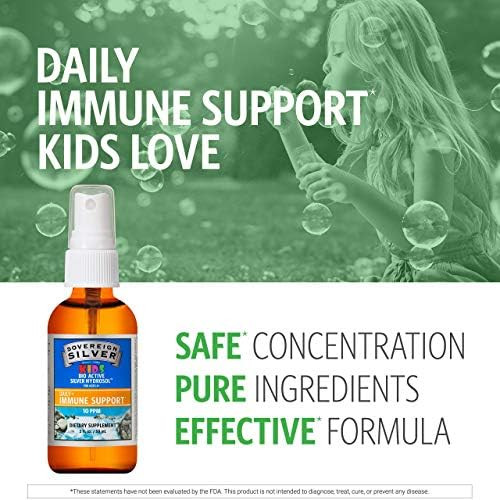 Sovereign Silver Kids Immune Support Colloidal Silver Bioactive Silver Hydrosol10 Ppm Fine Mist Spray 2 Fl Oz