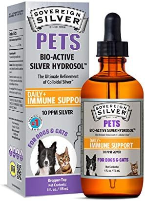 Sovereign Silver Pets Immune Support Colloidal Silver Bioactive Silver Hydrosol For Dogs And Cats 10 Ppm Liquid Dropper 4 Fl Oz (118 Ml)