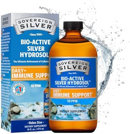 Sovereign Silver Bioactive Silver Hydrosol For Immune Support Colloidal Silver Liquid 10 Ppm 16Oz (473Ml) Value Size