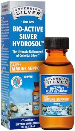 Sovereign Silver Immune Support Colloidal Silver Bioactive Silver Hydrosol 10 Ppm Liquid Twist Top Travel Size 1 Fl Oz (29 Ml)