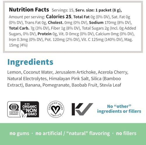 Sprout Living Colorfuel Hydration Powder Drink Mix Organic Superfoods + Adaptogens Hydration & Recovery Electrolytes Himalayan Pink Salt Coconut Water Lemon Citrus Flavor (15 Stick Packs)