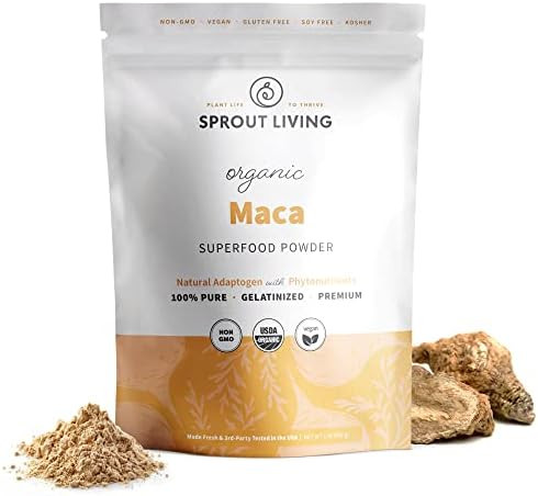 Sprout Living Organic Gelatinized Maca Root Powder Superfood Adaptogen 1 Lb