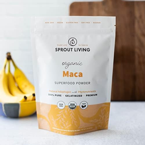Sprout Living Organic Gelatinized Maca Root Powder Superfood Adaptogen 1 Lb