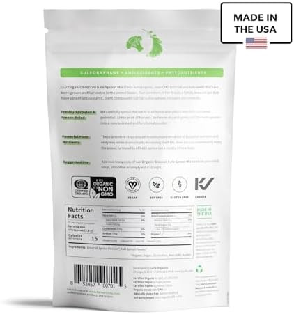 Sprout Living Broccoli And Kale Organic Sprout Mix Ze Dried Superfood Greens Powder 100% Pure Vegan Nongmo Gluten (4 Ounces 32 Servings)