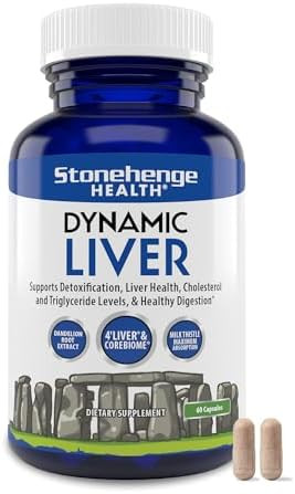 Stonehenge Health Dynamic Liver “ Siliphos Milk Thistle Formula “ Liver Detox & Antioxidant Support Healthy Cholesterol & Triglyceride Levels Gutliver Axis Nongmo/Gluten 60 Veg Capsules