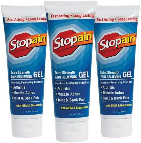 Stopain Pain Relief Gel 3Oz Usa Made Max Strength Fast Acting With Msm Glucosamine Menthol For Arthritis Lower Back Sciatica Knee Neck Hsa Fsa Approved Topical Analgesic Products