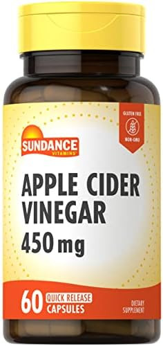 Sundance Apple Cider Vinegar Capsules 450Mg 60 Count Nongmo And Gluten Supplement