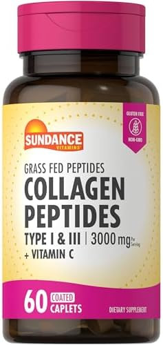 Sundance Collagen Peptides Pills 3000Mg Type I & Ii With Vitamin C 60 Count Nongmo & Gluten Supplement