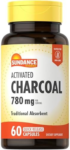 Sundance Activated Charcoal 780Mg 60 Quick Release Capsules Traditional Absorbent Supplement Nongmo And Gluten Supplement