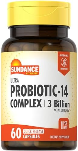 Sundance Probiotic14 Complex 3 Billion Active Cultures 60 Capsules Nongmo And Gluten Supplement