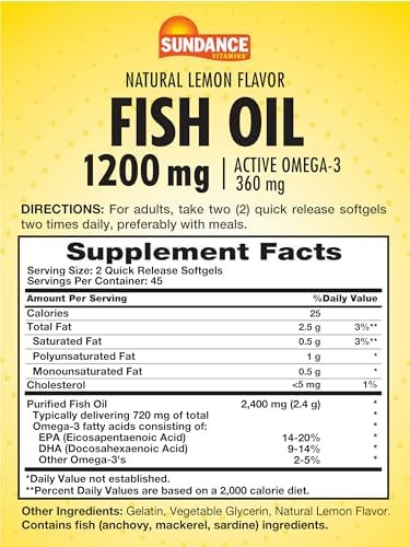 Sundance Fish Oil Softgels 1200Mg 90 Count With Active Omega3 Natural Lemon Flavor Purified To Eliminate Mercury Nongmo And Gluten Supplement