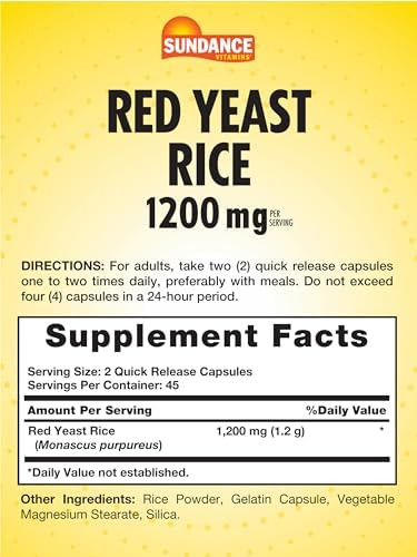 Sundance Red Yeast Rice 1200Mg Capsules Traditional Herbal Supplement Nongmo And Gluten Formula
