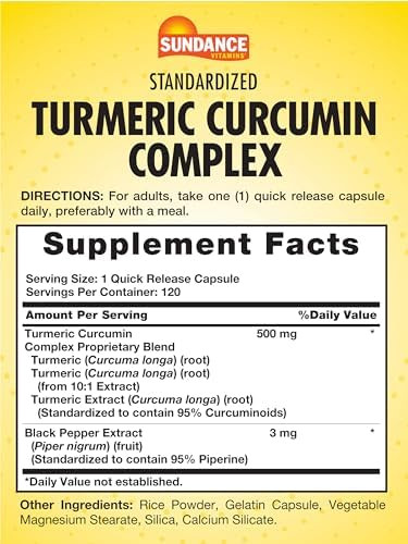 Sundance Turmeric Curcumin Complex 120 Capsules With Black Pepper Extract Traditional Herb Nongmo And Gluten Supplement