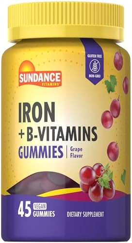Sundance Iron Gummies Plus Bvitamins 45 Vegan Gummies Grape Flavor Vegan Nongmo And Gluten Supplement