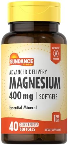 Sundance Magnesium 400Mg 40 Advanced Delivery Softgels Essential Mineral Supplement Nongmo And Gluten Formula