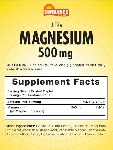 Sundance Magnesium Supplement 500Mg Oxide 100 Coated Caplets Vegetarian Nongmo And Gluten