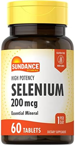 Sundance Selenium 200Mcg 60 Tablets High Potency Formula Vegetarian Nongmo And Gluten Essential Mineral Supplement