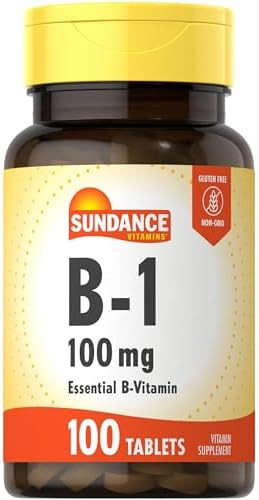Sundance Vitamin B1 100Mg 100 Tablets Essential Vitamin Supplement Vegetarian Nongmo And Gluten Formula