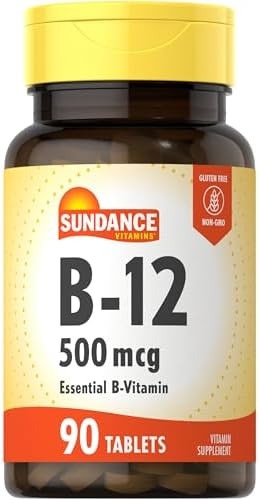 Sundance Vitamin B12 500Mcg 90 Vegetarian Tablets Essential Vitamin Supplement Nongmo And Gluten Formula